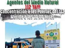 Concentración de los Agentes del Medio Natural de Extremadura a las puertas del centro de atención de urgencias y emergencias 112 Extremadura